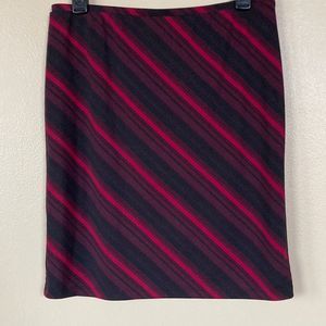 Deep Red & Black Diagonal Stripe Pull-On Skirt Size Medium